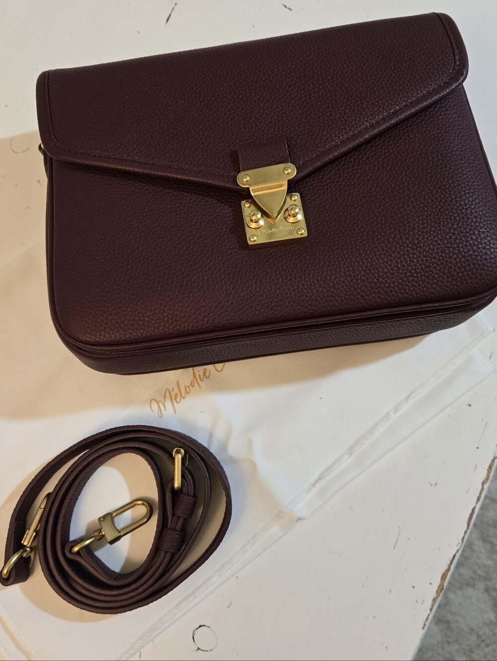 DUYP Paris 15 Burgundy Leather Satchel Bag with Top Handle